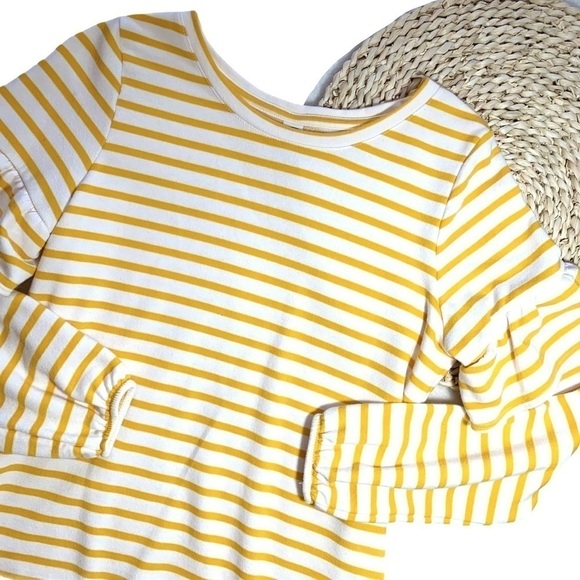 Old Navy Lemon Yellow Ruffled Stripe Pull On Crewneck Sweatshirt Top Small - Picture 15 of 15